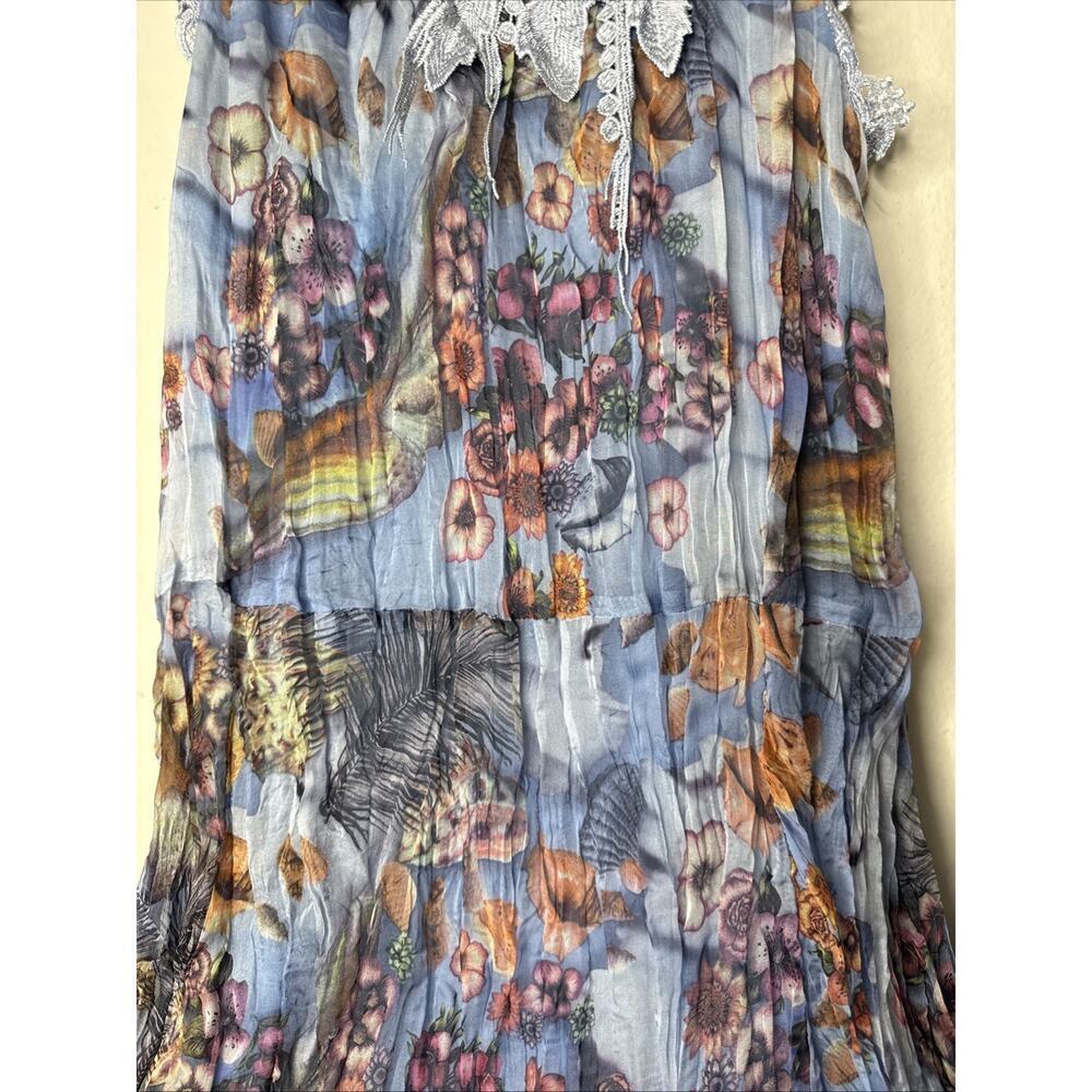 Pretty Angel Vtg Y2K Silk Mesh Fairy Ethereal Mini Dress Tunic Top Purple Blue M - Picture 5 of 9